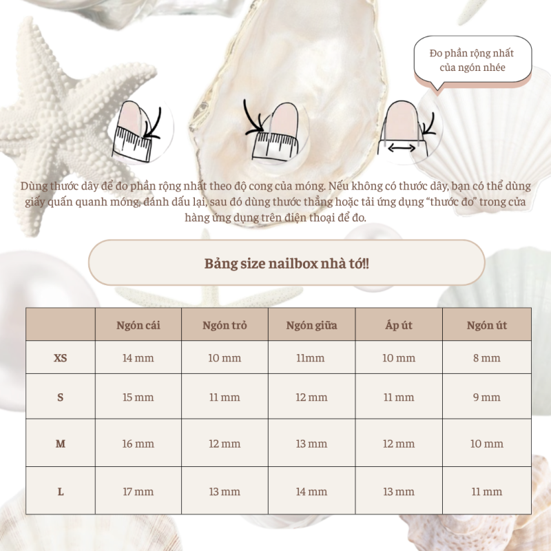 Bảng size đo móng